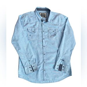 BKE VINTAGE ~ Light Blue Casual Button Down Shirt w/Intentional Distress Accents